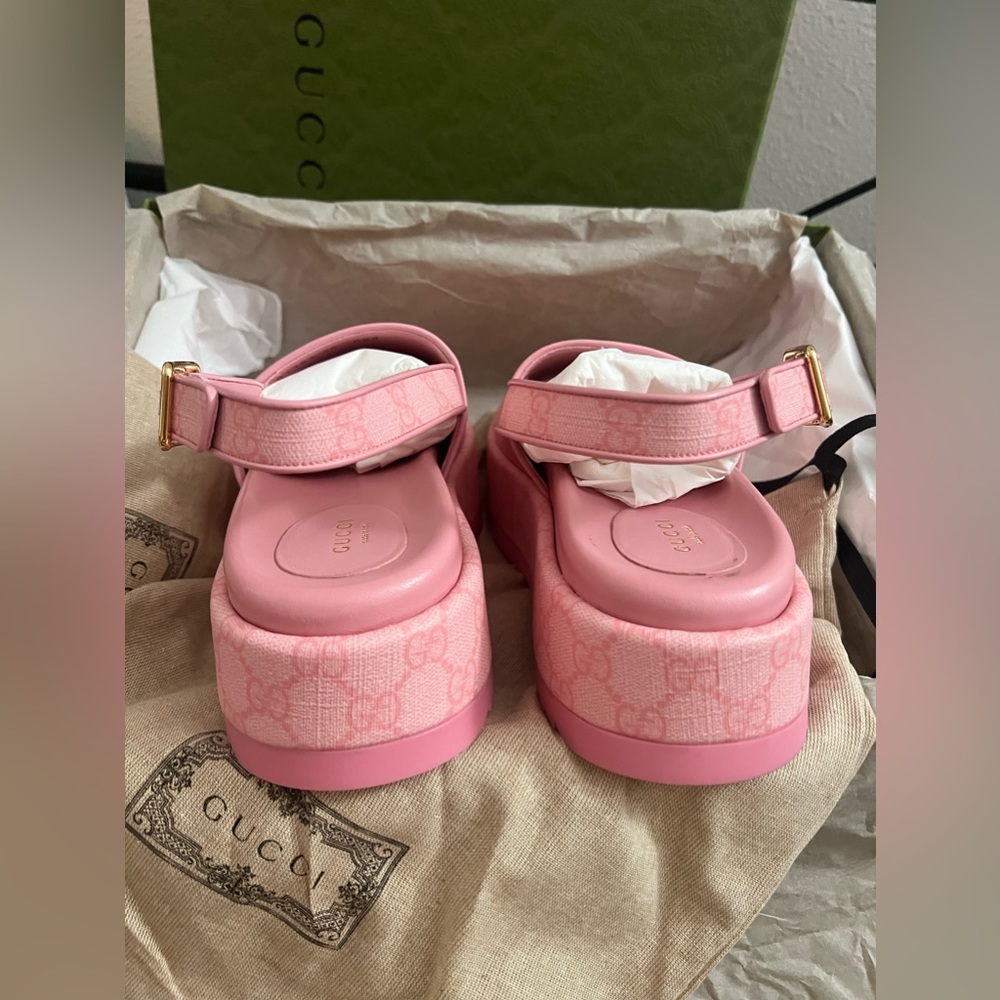 NEW Gucci Angelina pink logo platform slides - Picture 9 of 12